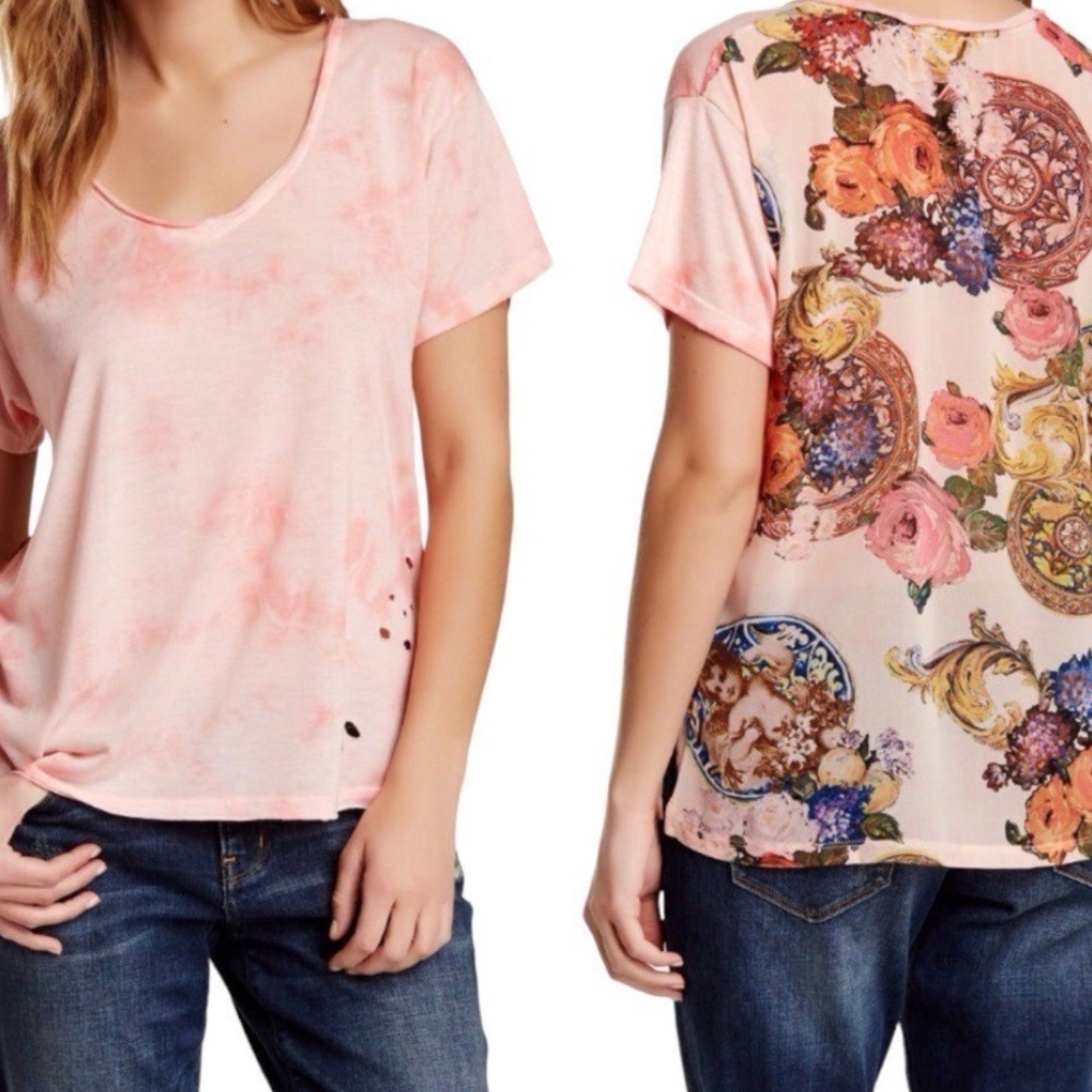 Aratta Silent Journey Relaxed Pink and Gray Short Sleeve T-Shirt Women’s